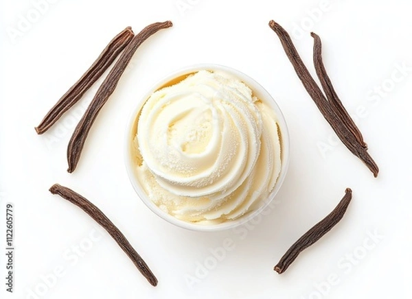 Fototapeta Delicious vanilla ice cream with vanilla beans