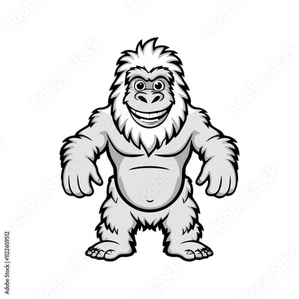 Fototapeta Yeti Flat Vector Illustration, Snowman Creature, Shaggy Fur, Friendly Expression