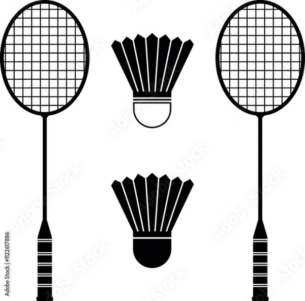 Fototapeta Badminton racket vector design or icon and symbols arts 