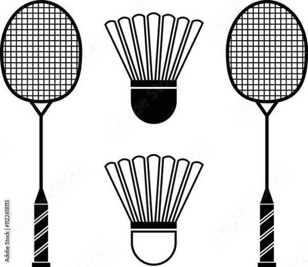 Fototapeta Badminton racket vector design or icon and symbols arts 