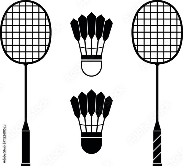Fototapeta Badminton racket vector design or icon and symbols arts 