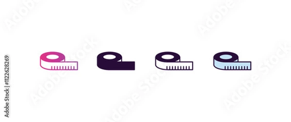 Fototapeta measure tape gradient, line, filled, colored icon. editable vector from health and medical concept. four different style measure tape icon isolated on white background