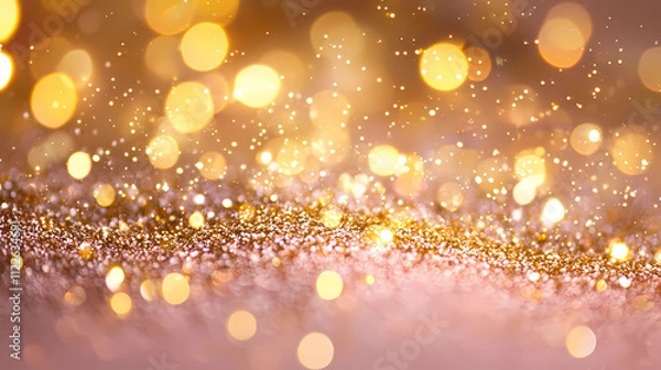 Fototapeta A soft pink background and featuring golden particles