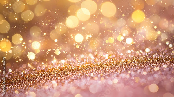 Fototapeta A soft pink background and featuring golden particles