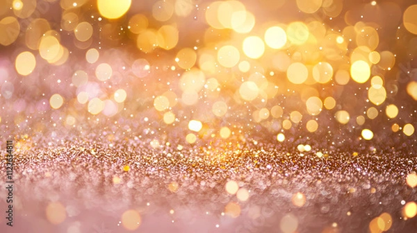 Fototapeta A soft pink background and featuring golden particles