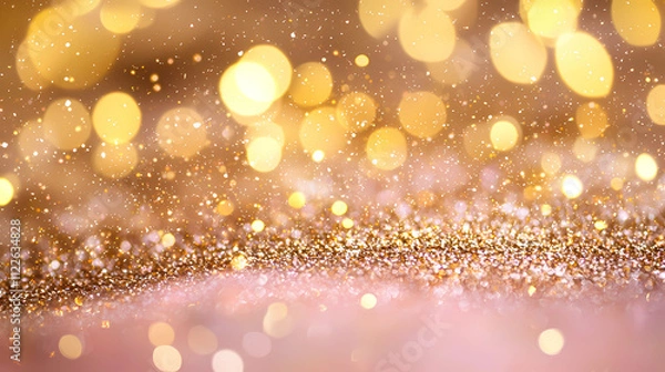Fototapeta A soft pink background and featuring golden particles