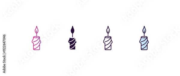 Fototapeta candle gradient, line, filled, colored icon. editable vector from religion concept. four different style candle icon isolated on white background