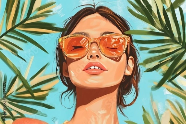 Obraz Women chilling with summer vibe illustration