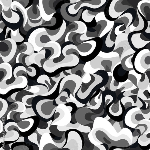 Obraz abstract waves grey scale seamless pattern
