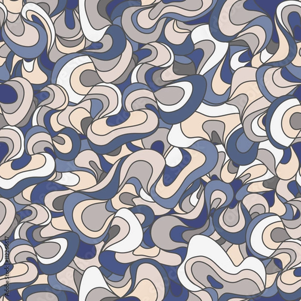 Obraz abstract waves grey blue beige seamless pattern