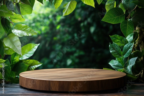 Obraz Green 3d podium with stone 