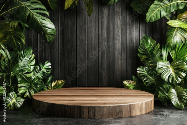 Obraz Green 3d podium with stone 