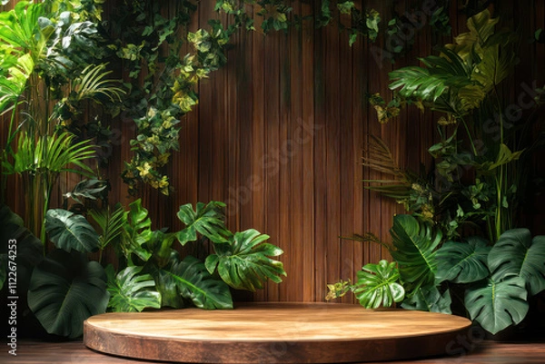 Obraz Green 3d podium with stone 