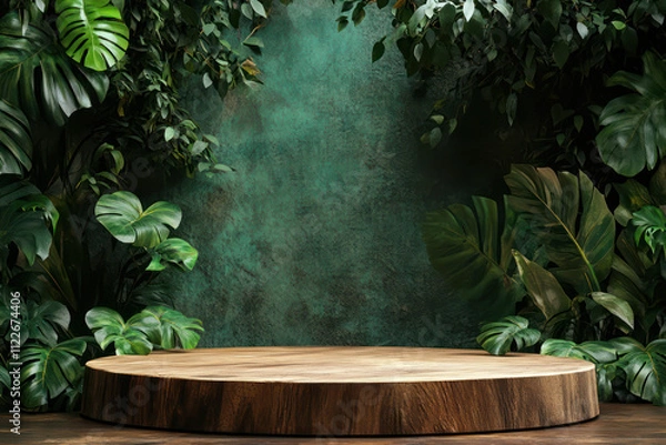 Obraz Green 3d podium with stone 