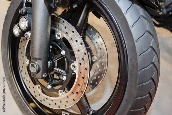 Obraz Motorcycle wheel closeup