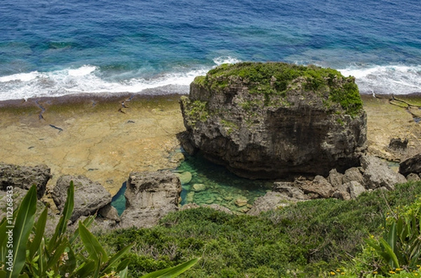 Obraz 沖縄　糸満市の青い海の眺め