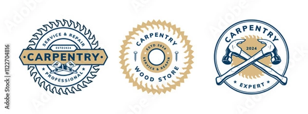 Fototapeta carpentry logo badge design