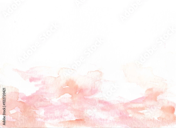 Fototapeta Pink peach watercolor abstract background. Watercolor pink peach salom color background. Watercolor painting on paper