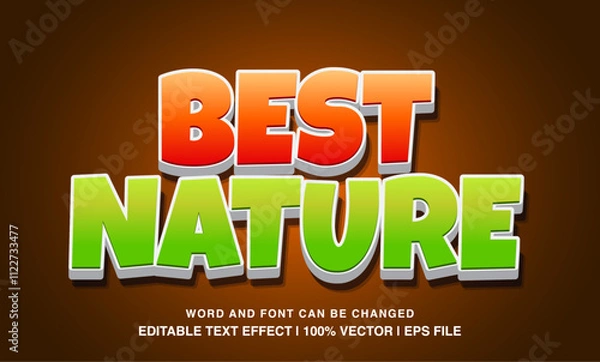 Fototapeta editable 3d Best nature cartoon text effect