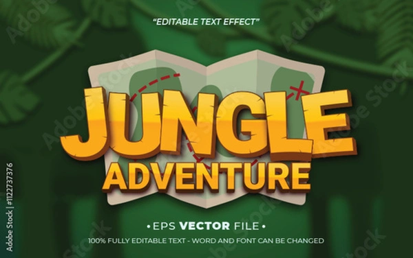 Obraz Jungle Adventure 3d text effect editable vector