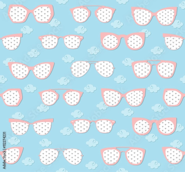 Obraz pink and blue sunglasses summer pattern