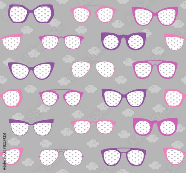 Obraz pink and purple sunglasses summer pattern