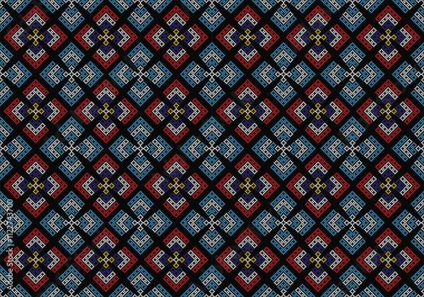 Fototapeta Seamless pixel and zigzag geometric pattern design.
