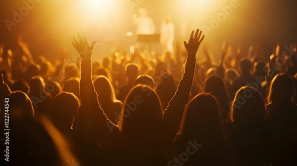 Obraz A Christian congregation worshiping together.