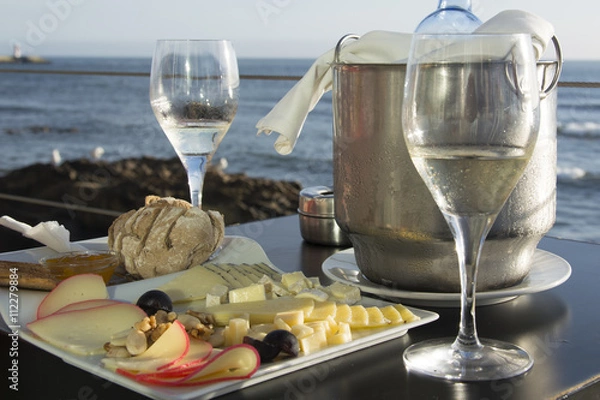 Obraz Wine and Cheese by the Atlantic Ocean