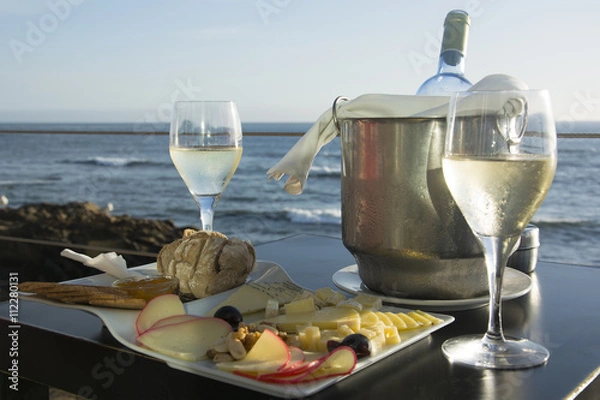 Obraz Wine and Cheese by the Atlantic Ocean