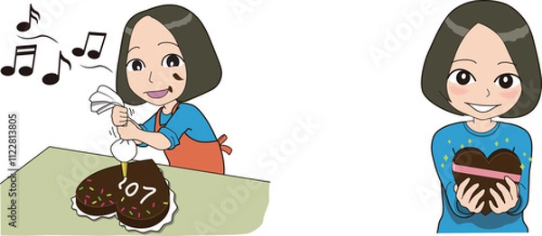 Fototapeta 女の子のキャラクター_バレンタインデー