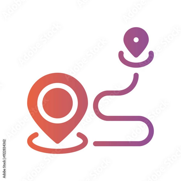 Fototapeta route map flat gradient icon