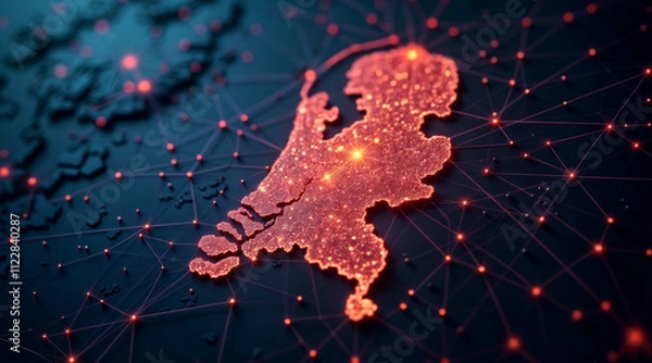 Fototapeta Benelux Region Network Map Visualization