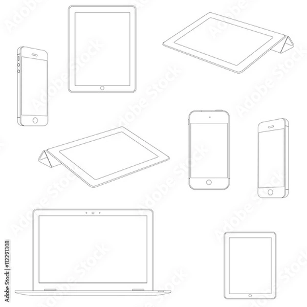 Fototapeta Seamless pattern of electronic devices