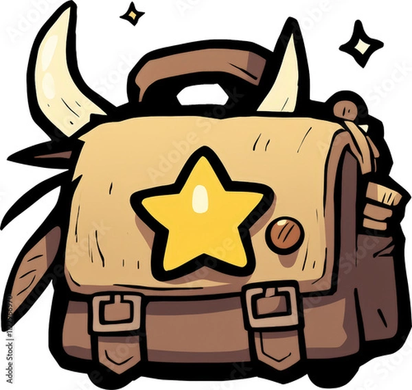 Obraz Cartoon-style enchanted backpack with accents