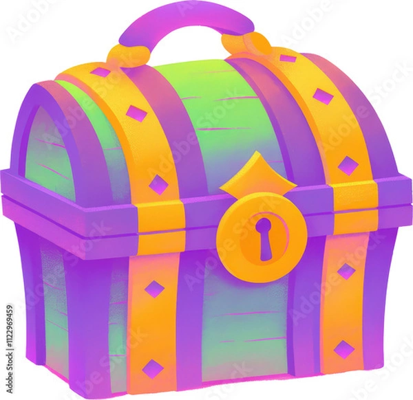 Obraz Colorful cartoon treasure chest with lock