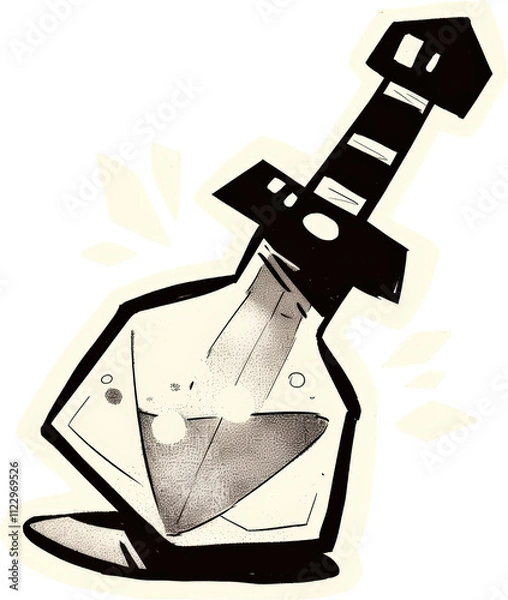 Obraz Cartoon-style sword in a potion bottle