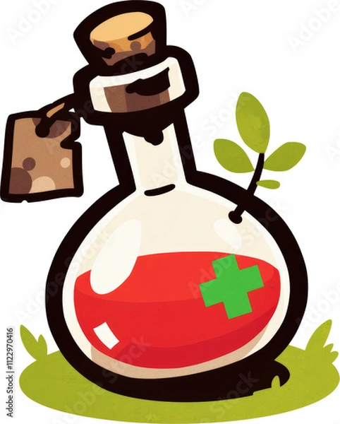 Obraz Cartoon health potion in a flask