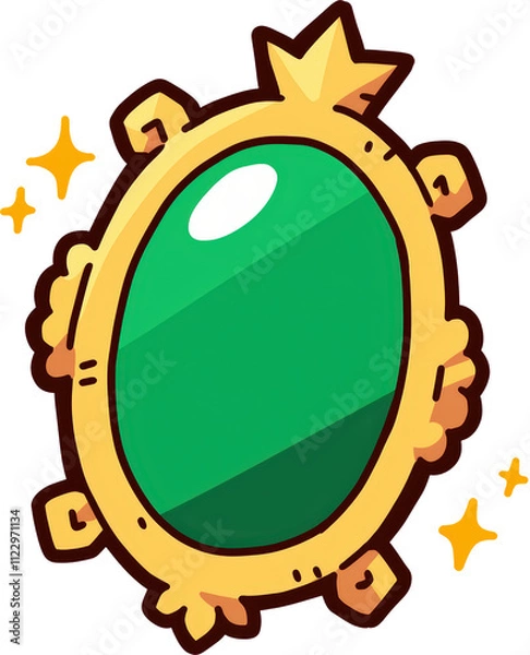 Obraz Cartoon-style ornate green mirror illustration