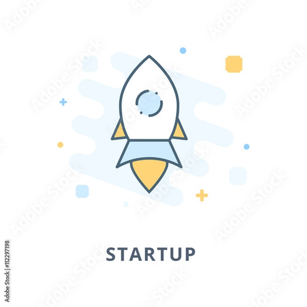 Obraz Creative startup flat icon, web design. Design illustration and outline icons. Design elements for apps, web or ads