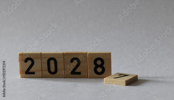 Obraz turn of the year 2027 2028 wooden blocks
