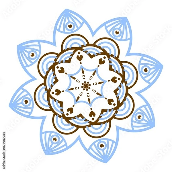 Fototapeta Doodle  mandala illustration inspired by wheels and flower that can be used for sticker, book, mandala, scrapbook, icon, decorative, etc. with aesthetic colorful color