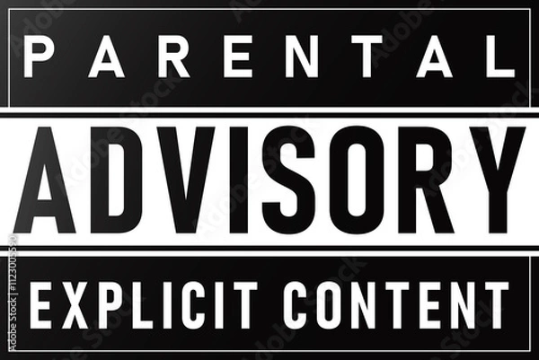 Obraz Grunge White Black Sticker Label Tag Caution Warning Advisory Parental Explicit Content Vector