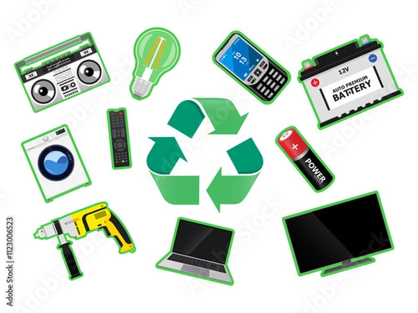 Obraz Electronic waste recycling bin vector illustration, e-waste container