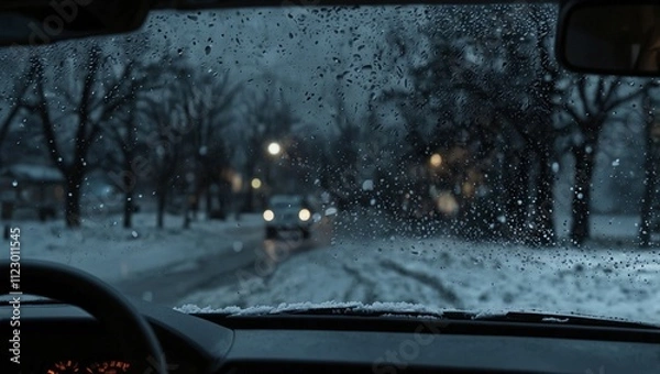 Fototapeta slippery snowy road conditions during winter  made by AI generative