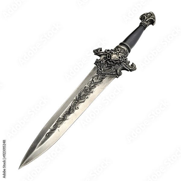 Obraz Isolated transparent gothic dagger displayed in a dimly lit room artistic photography dark atmosphere close-up perspective