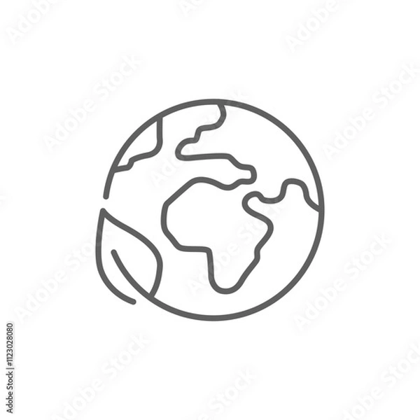 Obraz World ecology icon. Simple outline style. Nature global protect, logo eco environment, globe with leafs, green earth planet concept. Thin line symbol. Vector illustration isolated. Editable stroke.