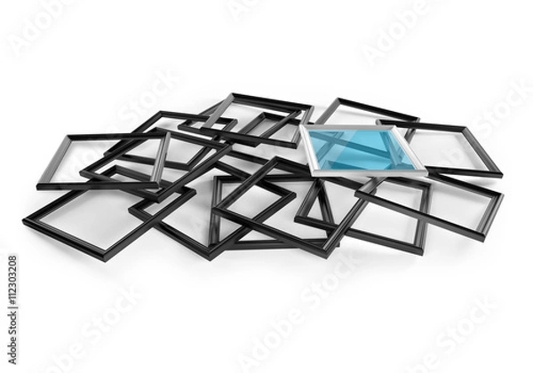 Fototapeta Stack of black bagets with white