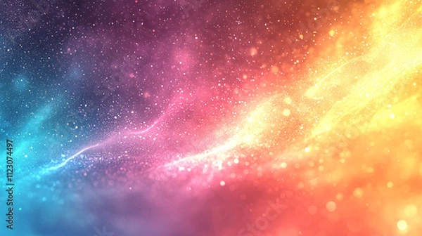 Fototapeta A colorful, abstract Bokeh lights wallpaper with glowing pink accents, infused with AI technology elements for a vibrant, futuristic background design.

