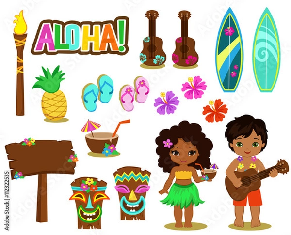 Fototapeta Vector illustration Hawaiian Collection.